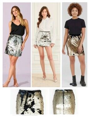 mark. Black and Silver Sequin Pencil Skirt